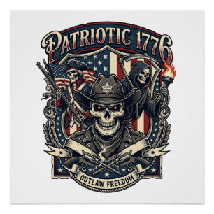 Patriotischer Gesetzloser Totenkopf Sheriff Dunkle Poster