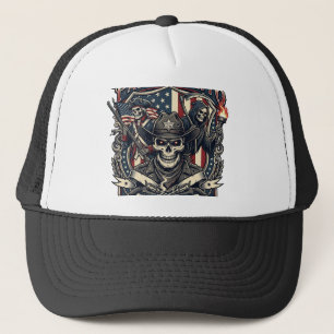 Patriotischer Gesetzloser Totenkopf Sheriff Dunkle Truckerkappe