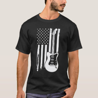 Patriotischer Gitarrist 4. Juli Amerikanische Flag T-Shirt