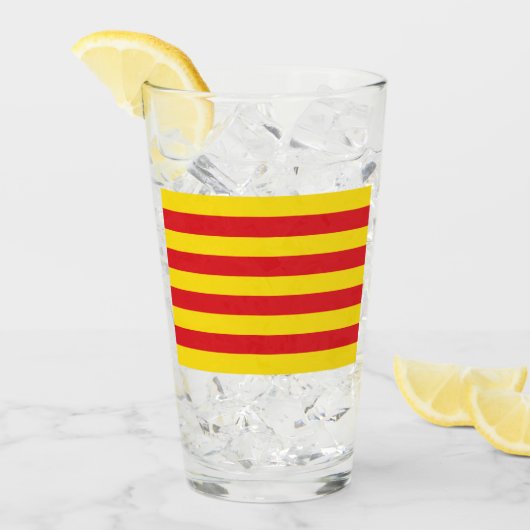Patriotischer Glasbecher mit der Flagge Katalonien Glas (Vorderseite Ice)