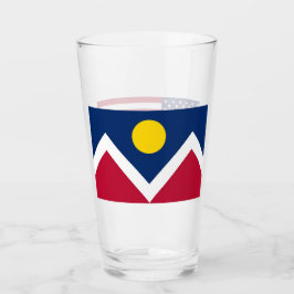 Patriotischer Glasbecher mit Flagge von Denver, US Glas