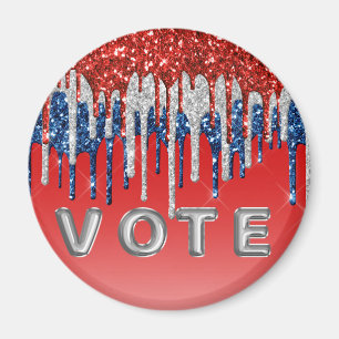 Patriotischer Glitter-Drip Americana-Wahl Magnet