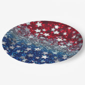 Patriotischer Glitter Pappteller (Schrägansicht)