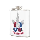 Patriotischer Glitzer Unicorn Red White Blue Flachmann (Links)