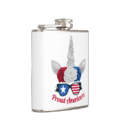 Patriotischer Glitzer Unicorn Red White Blue Flachmann (Rechts)