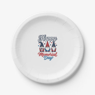 Patriotischer Gnom Frohen Gedenktag Vintage-Shirt Pappteller