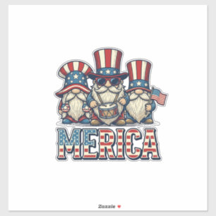 Patriotischer Gnom Merica Vintage Vektor Design_1 Aufkleber