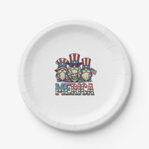 Patriotischer Gnom Merica Vintage Vektor Design_1 Pappteller