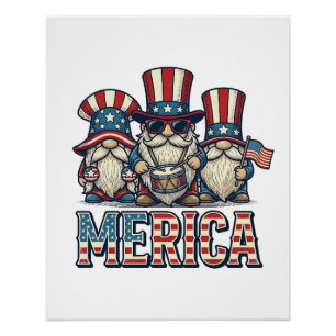 Patriotischer Gnom Merica Vintage Vektor Design_1 Poster