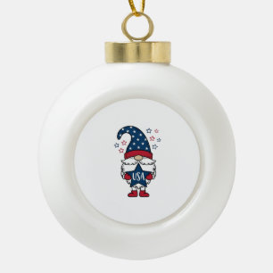 Patriotischer Gnom USA Stern Vektor-Shirt-Design_1 Keramik Kugel-Ornament