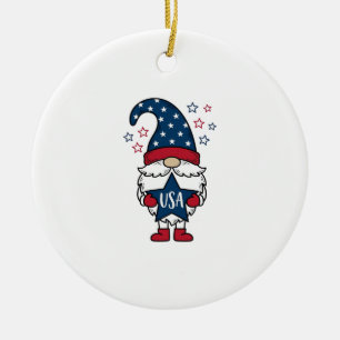 Patriotischer Gnom USA Stern Vektor-Shirt Design_1 Keramik Ornament