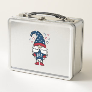 Patriotischer Gnom USA Stern Vektor-Shirt Design_1 Metall Brotdose