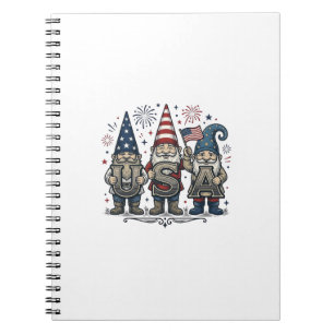 Patriotischer Gnom USA Vintage Fourth of July Shir Notizblock