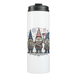 Patriotischer Gnom USA Vintage Fourth of July Shir Thermosbecher