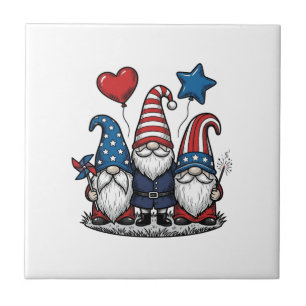 Patriotischer Gnom Vintage Gravur Vektor Design_1 Fliese