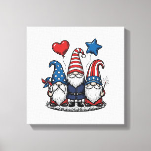 Patriotischer Gnom Vintage Gravur Vektor Design_1 Leinwanddruck