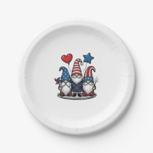Patriotischer Gnom Vintage Gravur Vektor Design_1 Pappteller
