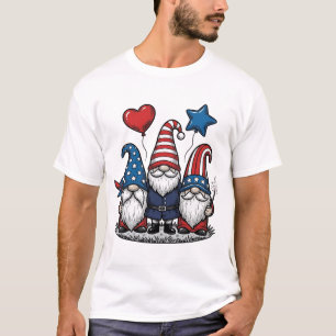 Patriotischer Gnom Vintage Gravur Vektor Design_1 T-Shirt