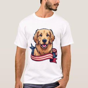 Patriotischer Golden Retriever Band Welle Tee