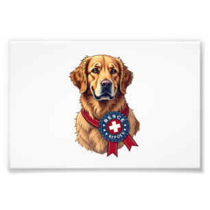 Patriotischer Golden Retriever Rettung Vintage T-S Fotodruck