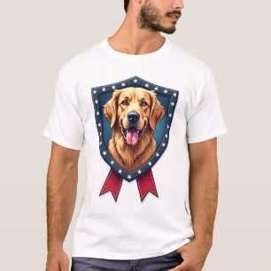 Patriotischer Golden Retriever Schild Band Fall T- T-Shirt