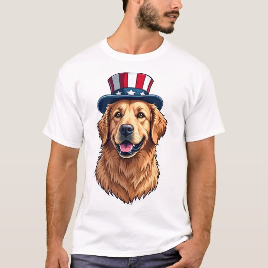 Patriotischer Golden Retriever Split Frame Tee 2 (Vorderseite)