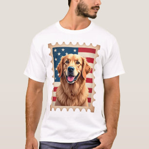 Patriotischer Golden Retriever Stempel Vintage T-S T-Shirt