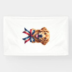 Patriotischer Golden Retriever Twin Ribbon Tee Banner