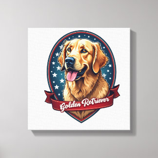 Patriotischer Golden Retriever Wappen Vintage T-Sh Leinwanddruck