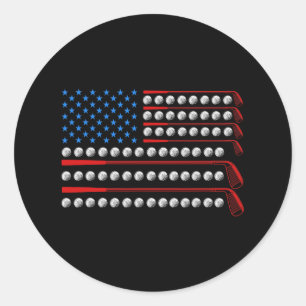 Patriotischer Golf-USA-Flagge Golfschläger 4. Juli Runder Aufkleber