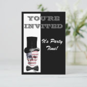 Patriotischer Gothischer Steampunksschädel Einladung (Stehend Vorderseite)