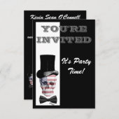 Patriotischer Gothischer Steampunksschädel Einladung (Vorne/Hinten)