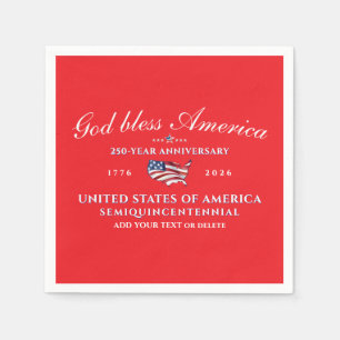 Patriotischer Gott segne Amerika 250 Semiquincente Serviette