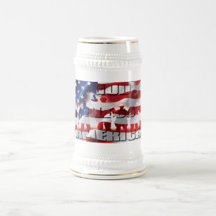Patriotischer Gott segne Amerika U.S.A Flag Bierglas