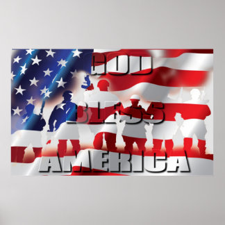 Patriotischer Gott segne Amerika und die Soldaten Poster