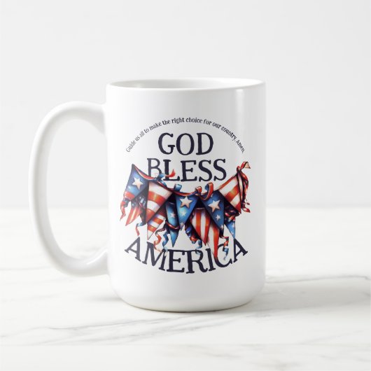 Patriotischer Gott segne Amerika Wähler Gebet Jagd Kaffeetasse (Links)