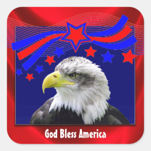 Patriotischer Gott segnen Amerika mit Quadratischer Aufkleber