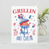 Patriotischer Grillhund 4. Juli Einladung (Stehend Vorderseite)