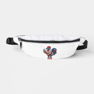 Patriotischer Hahn in Absätzen Vintage-Stich-Shirt Bauchtasche