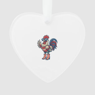 Patriotischer Hahn in Absätzen Vintage-Stich-Shirt Ornament