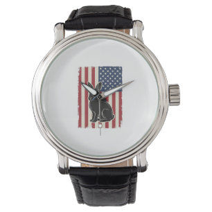 Patriotischer Hase Amerikanische Flagge Vintage Gr Armbanduhr