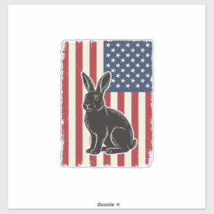 Patriotischer Hase Amerikanische Flagge Vintage Gr Aufkleber
