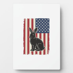 Patriotischer Hase Amerikanische Flagge Vintage Gr Fotoplatte