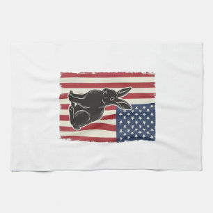 Patriotischer Hase Amerikanische Flagge Vintage Gr Geschirrtuch