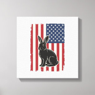 Patriotischer Hase Amerikanische Flagge Vintage Gr Leinwanddruck