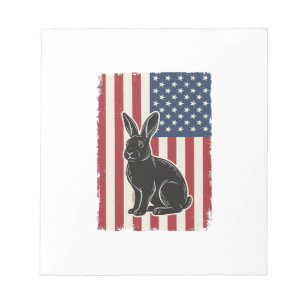 Patriotischer Hase Amerikanische Flagge Vintage Gr Notizblock
