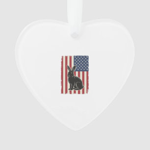Patriotischer Hase Amerikanische Flagge Vintage Gr Ornament