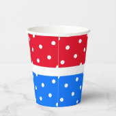 Patriotischer, hellroter, blau gepunkteter Farbblo Pappbecher (Rechts)