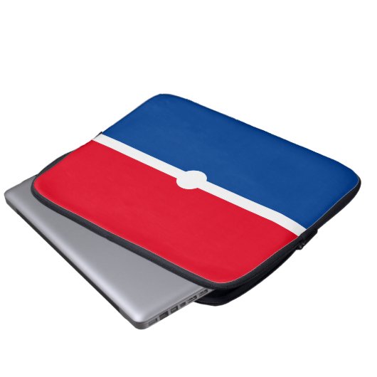 Patriotischer, hellroter weißer blauer Farbblock Laptopschutzhülle (Vorne Knopf)