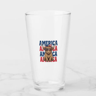 Patriotischer Highland-Kuh-Amerika-Vintage-Shirt-E Glas